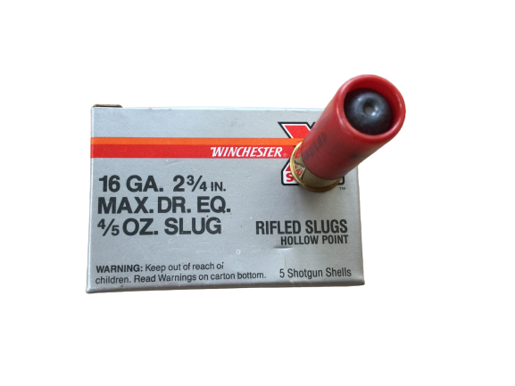 Eine Schachtel Munition Winchester im Kaliber 16 GA-2 3/4 Inch Hollow Point Slug