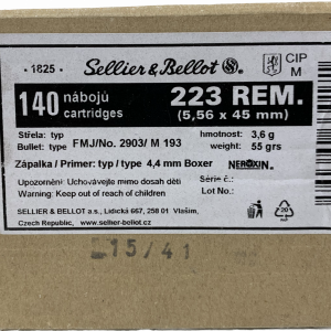 Sellier & Bellot 223 REM. (5,56 x 45 mm) FMJ 55gr/3,6g 140 Schuss