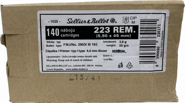 Sellier & Bellot 223 REM. (5,56 x 45 mm) FMJ 55gr/3,6g 140 Schuss