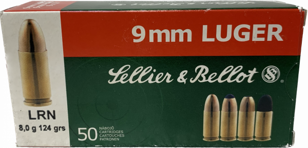 Sellier & Bellot 9mm Luger LRN 8,0 g 124 gr 50 Schuss