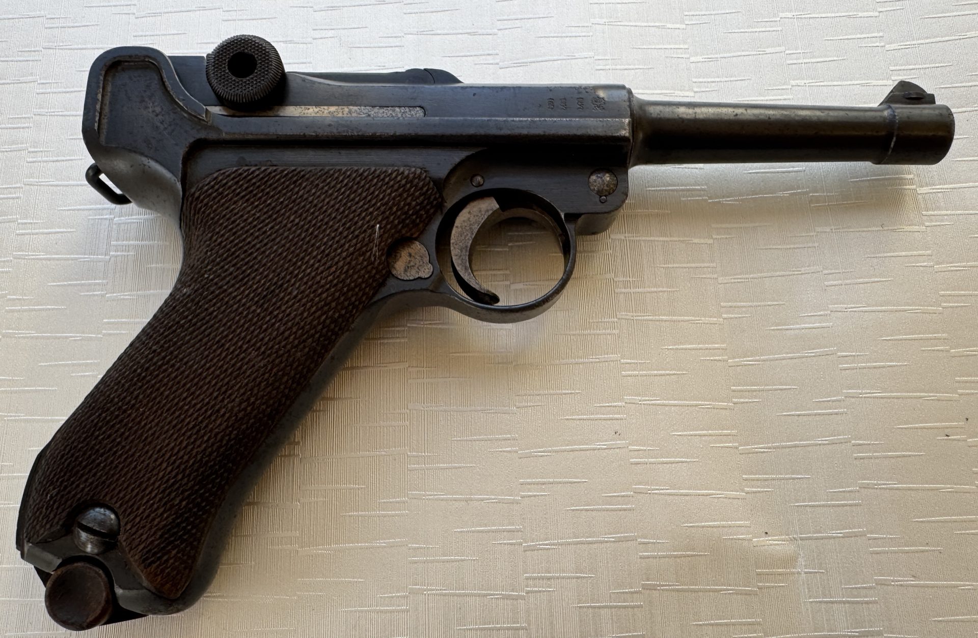 Luger P.08 (DWM 1916) Nummerngleiches Komplettset: Pistole, Magazin und Lederholste – Bild 2